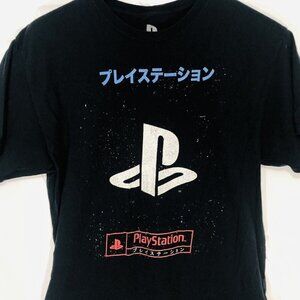 PlayStation T-Shirt Sony Japanese Logo Black Size Medium Vidoe Game Tee